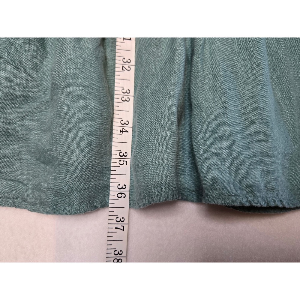 Terzo Millennio Italy 100% Linen Ruffle Hem Tie Back Dress Sage Green Womens M - Picture 7 of 10